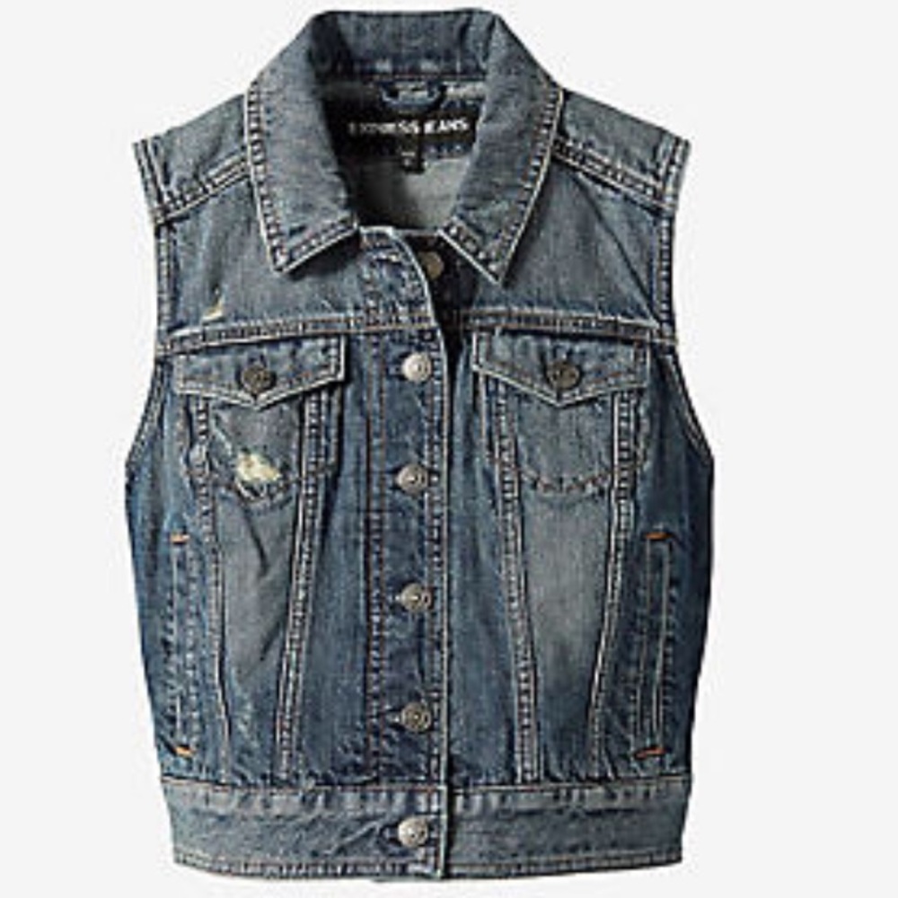 NWOT  Express Jean Dark Wash Shrunken Denim Vest